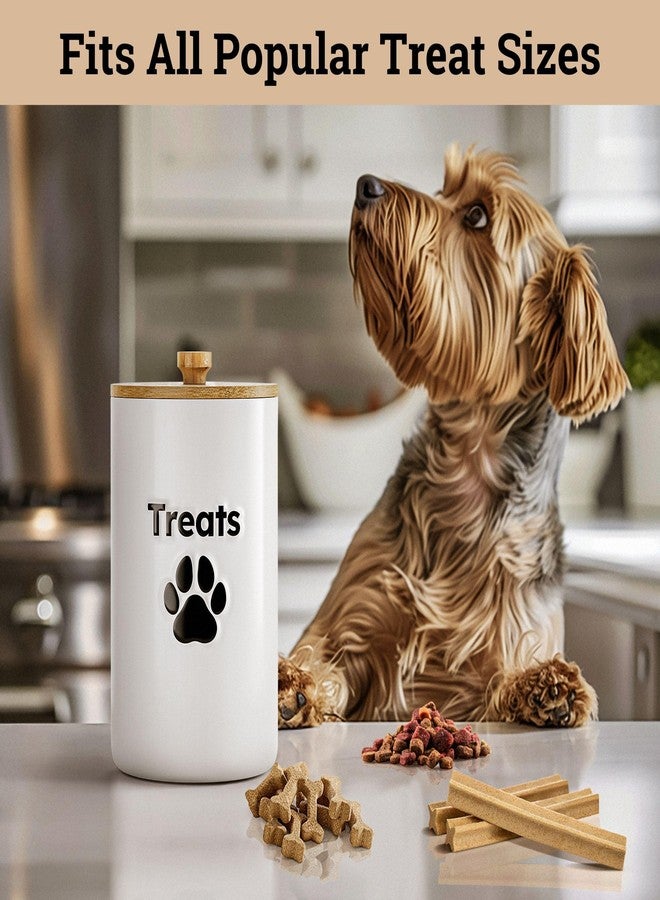 HB Design Co. Dog Treat Container Airtight - 5 Inch Wide x 9 Inch Tall Ceramic Dog Treat Jar for Kitchen Counter with Airtight Bamboo Lid - 7 Cup Capacity Pet Treat Container - Doggie Cookie Jar - Treats Canister - Image 3